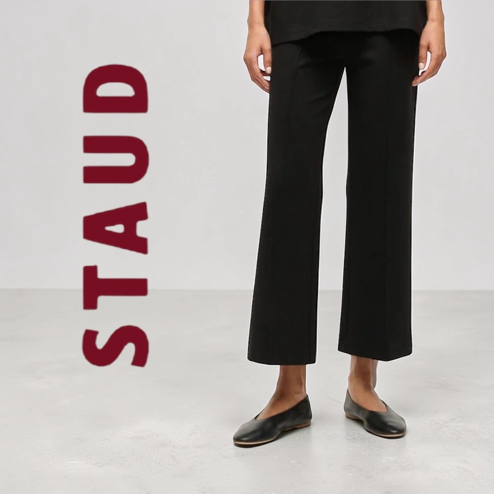 STAUD Knack Flare Pants Black Size XL Trousers Center Seam Wide Leg Dress Pants